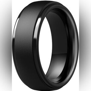 Men's Black Matte and Polished Silicone Ring